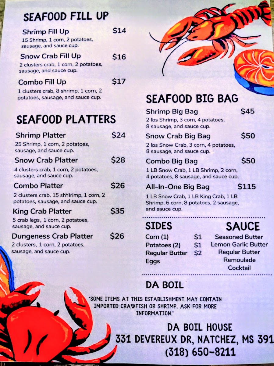 Rollin' Fatties Food Truck Recreational Park menu board