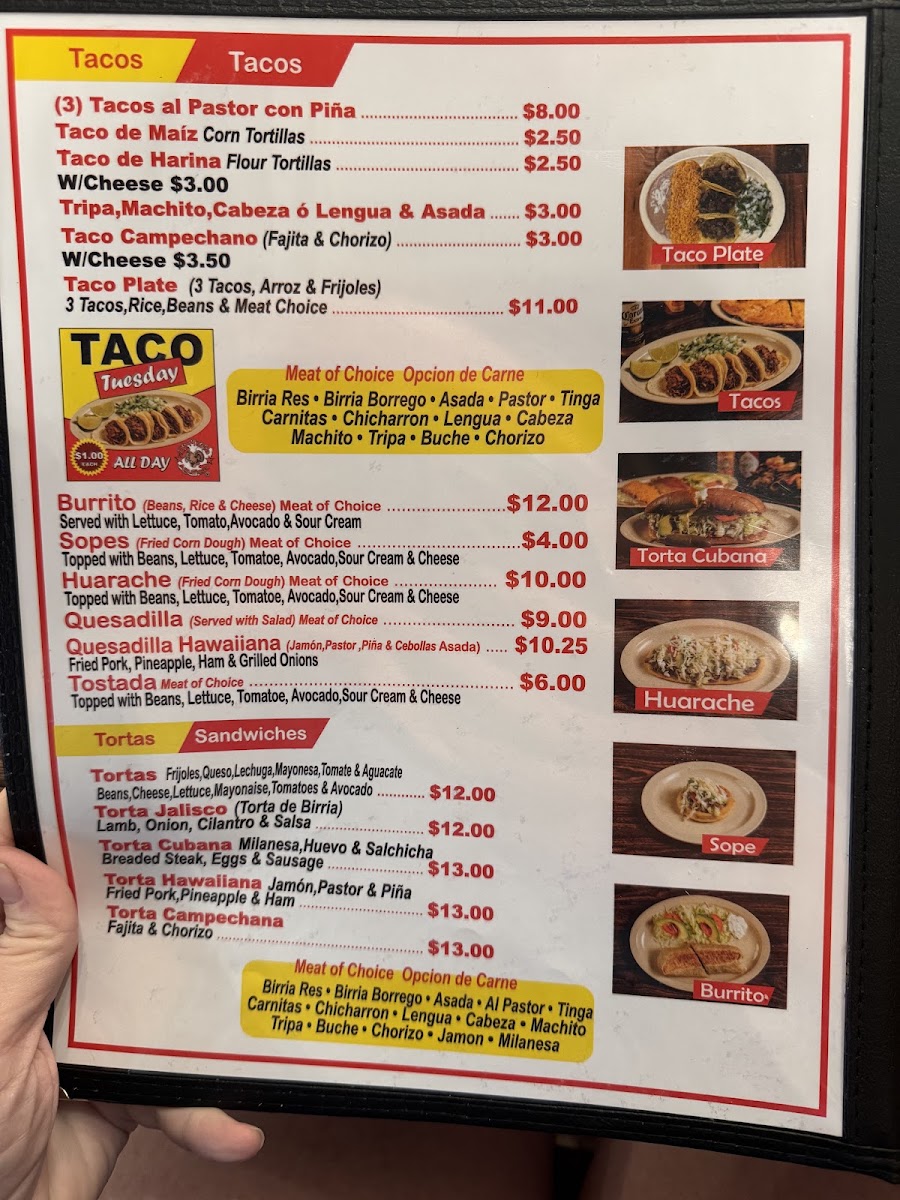Birrieria Aguinaga menu board