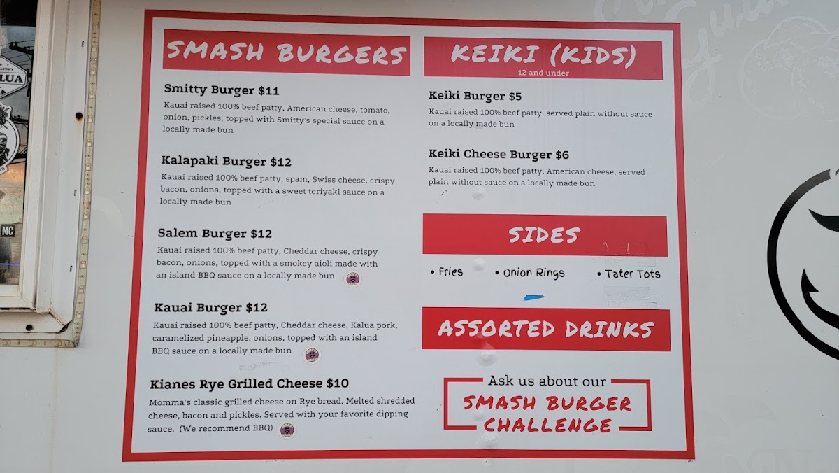 Smitty's Smash Burger menu board