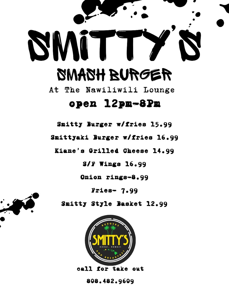 Smitty's Smash Burger menu board