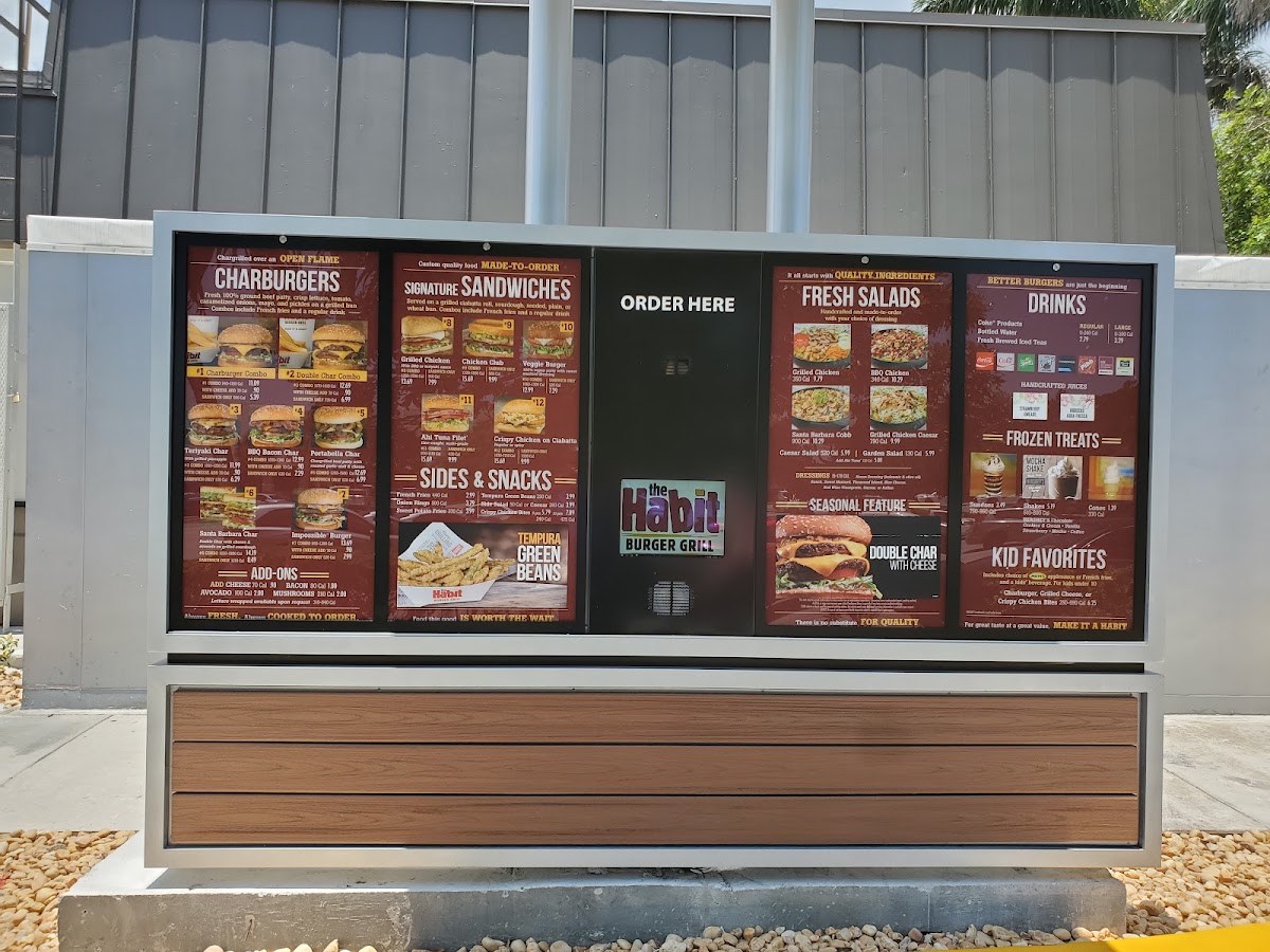 Habit Burger & Grill menu board