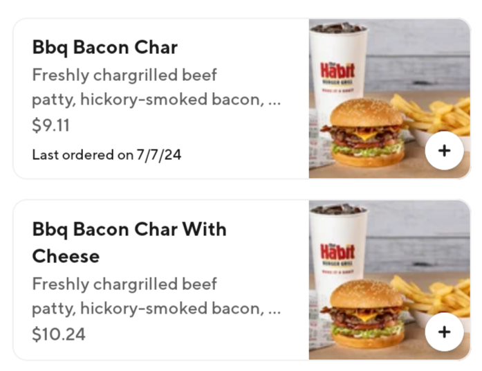 Habit Burger & Grill menu board