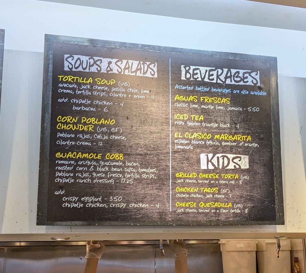 Tortas Frontera menu board