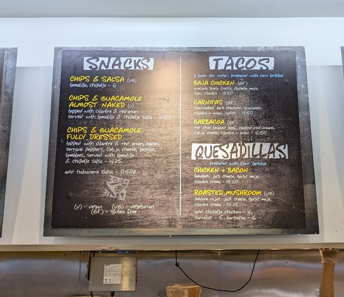 Tortas Frontera menu board