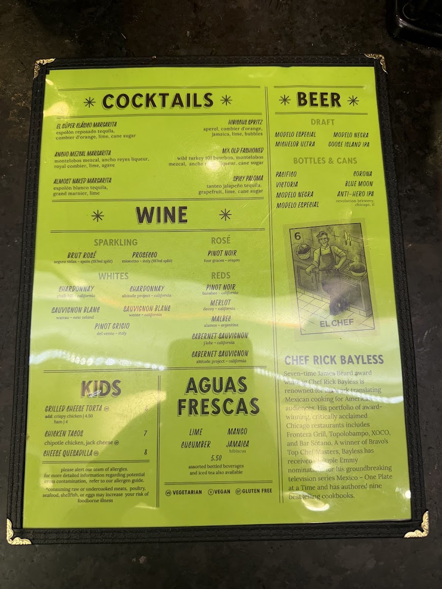 Tortas Frontera menu board