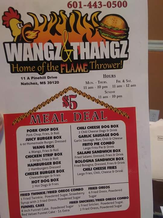 WANGZ & THANGZ menu board