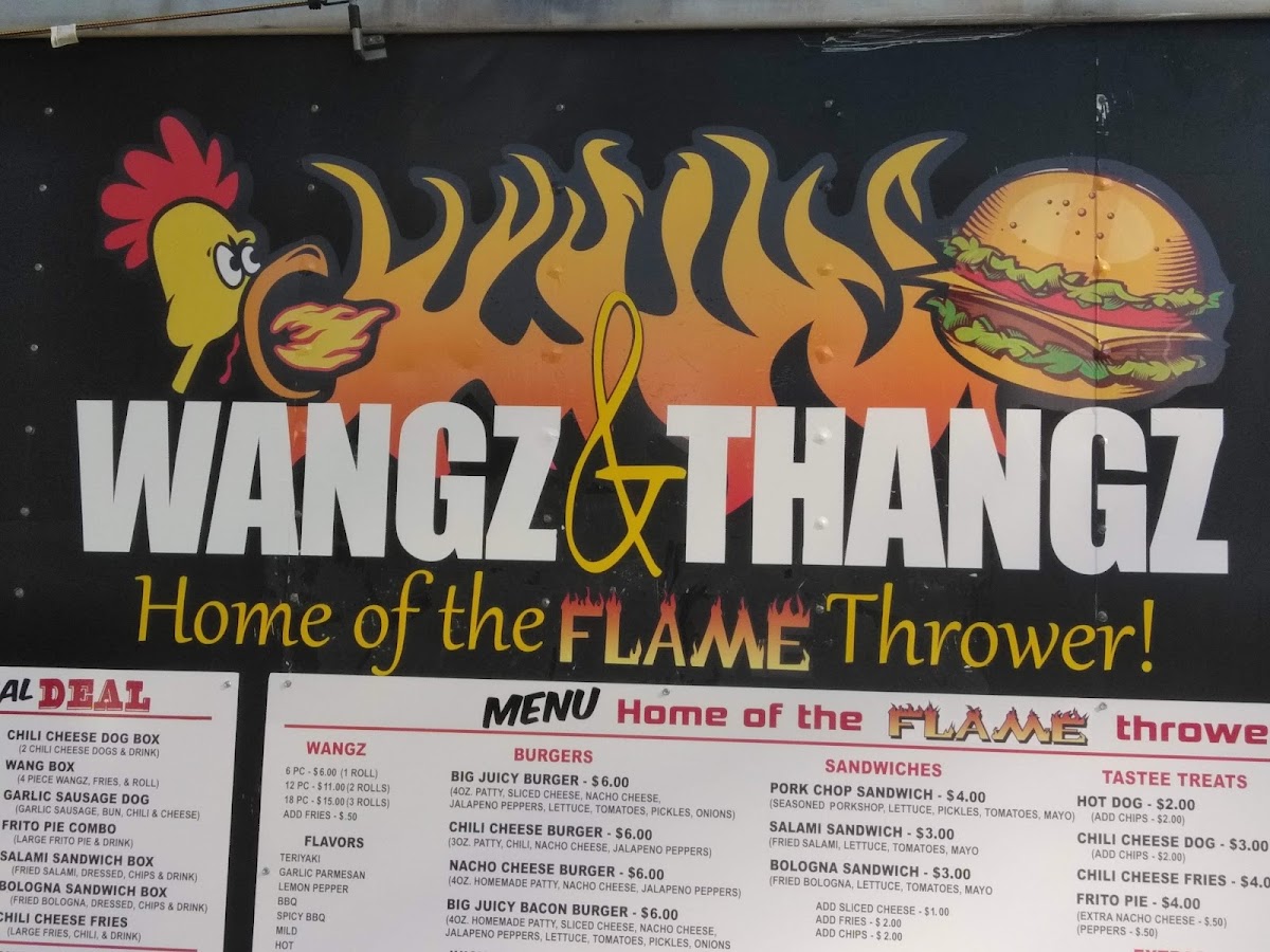 WANGZ & THANGZ menu board