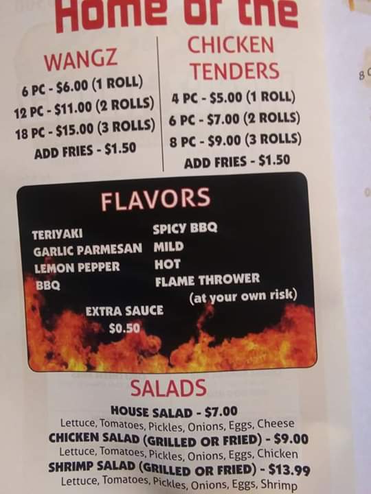 WANGZ & THANGZ menu board