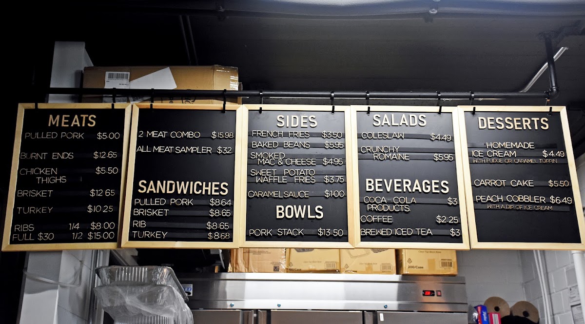14th Street Barbeque menu board