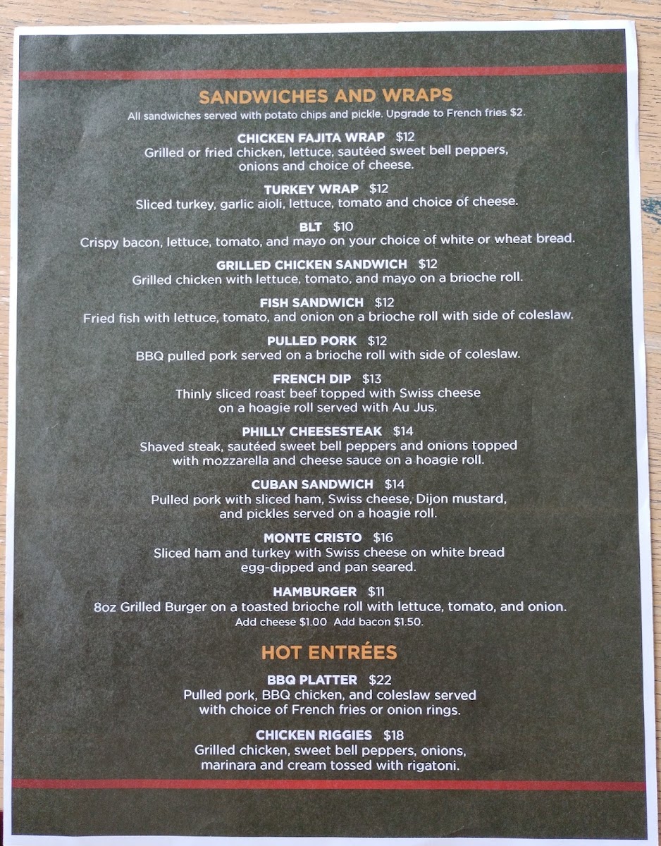 Miracle Mile menu board