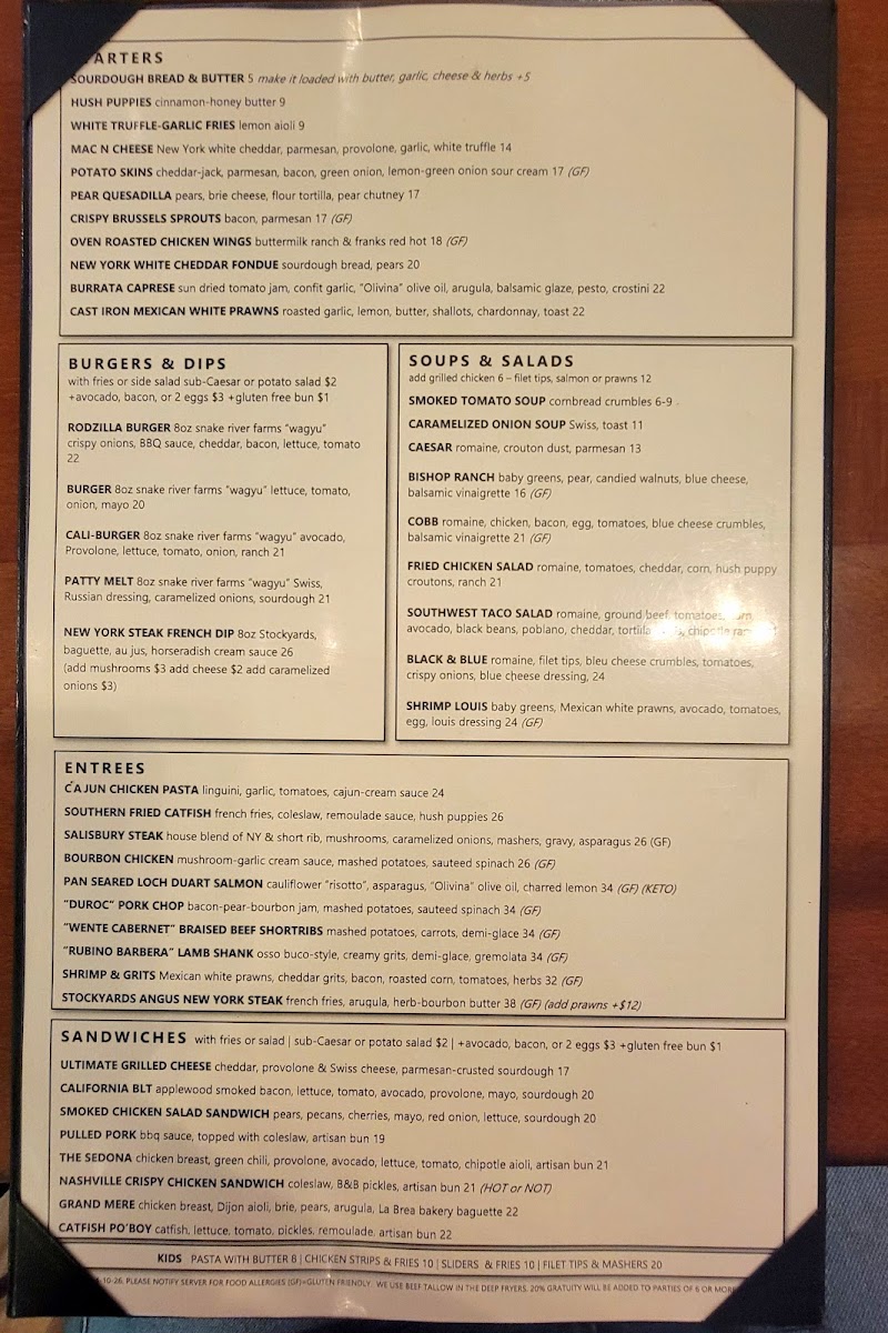 The Bourbon Pear menu board