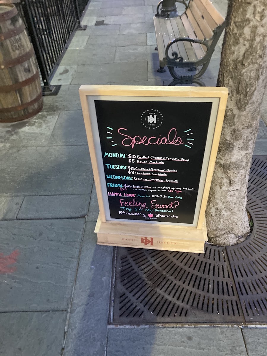 The Bourbon Pear menu board