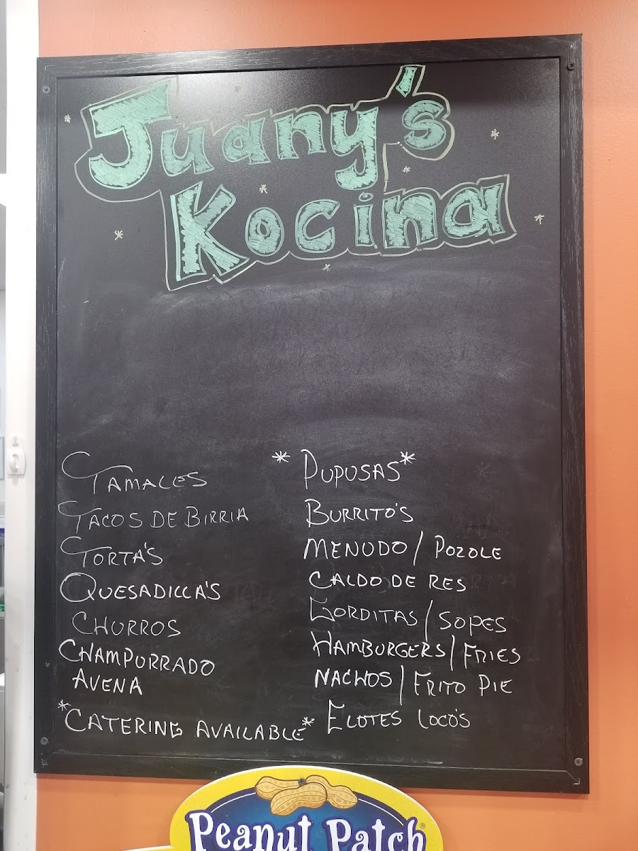 Juany's Kocina menu board