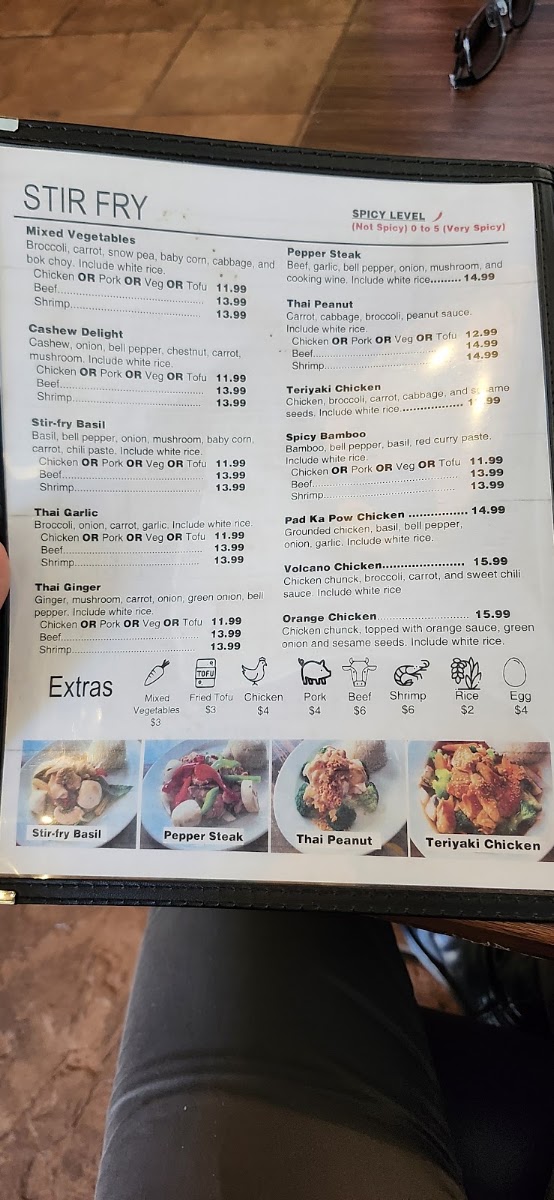 Thai E San Irving menu board
