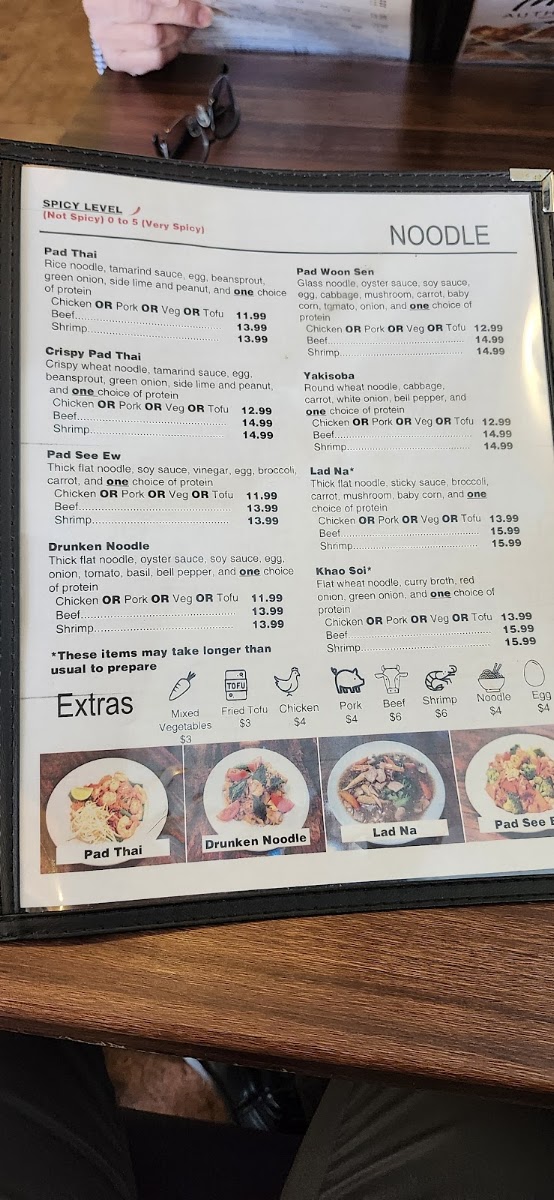 Thai E San Irving menu board