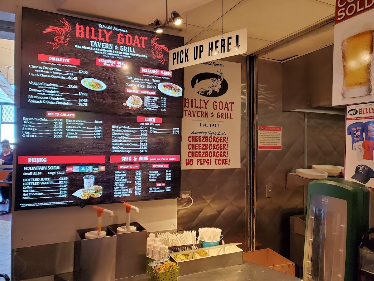 Billy Goat Tavern (Ohare Airport- Concourse C) menu board