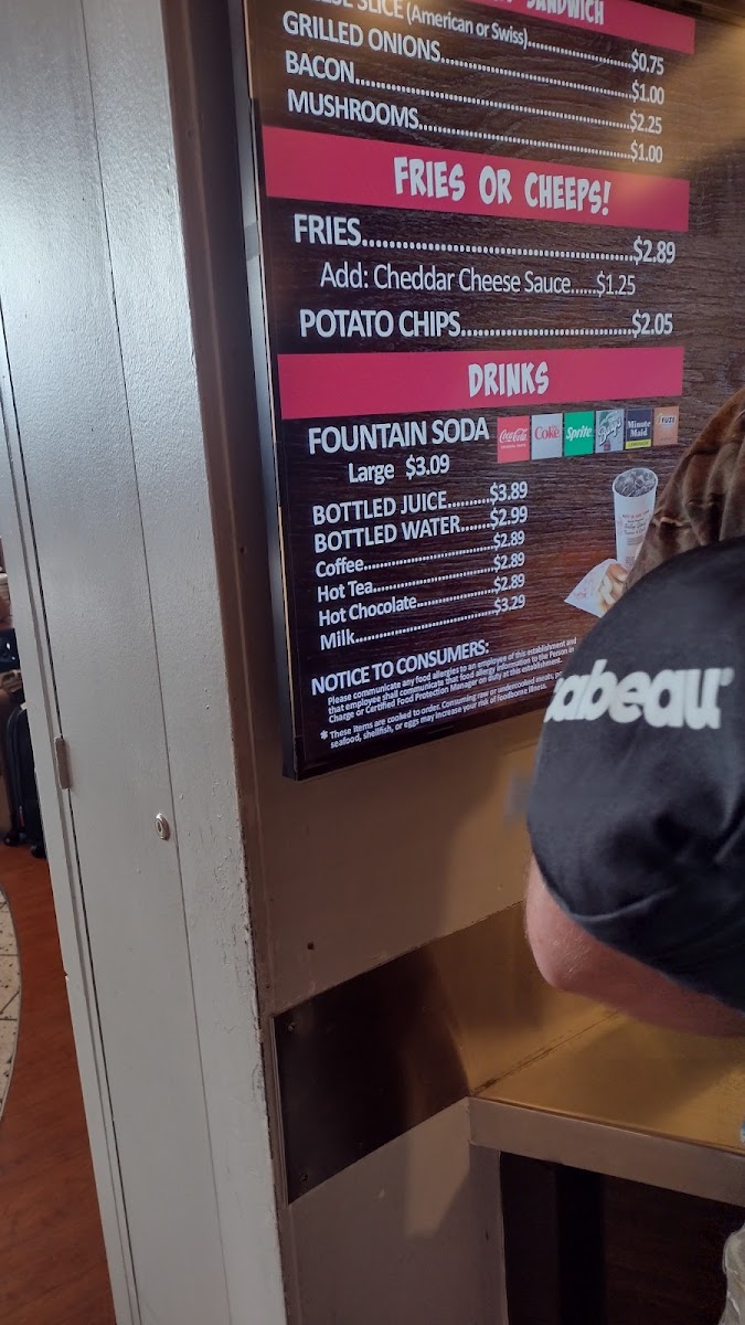 Billy Goat Tavern (Ohare Airport- Concourse C) menu board