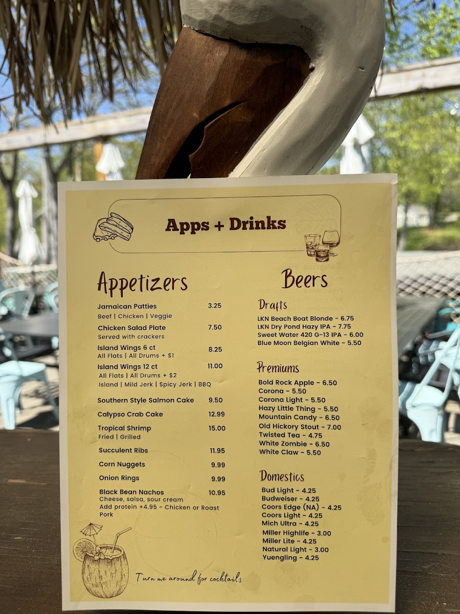 Anntonys at the Landing menu board