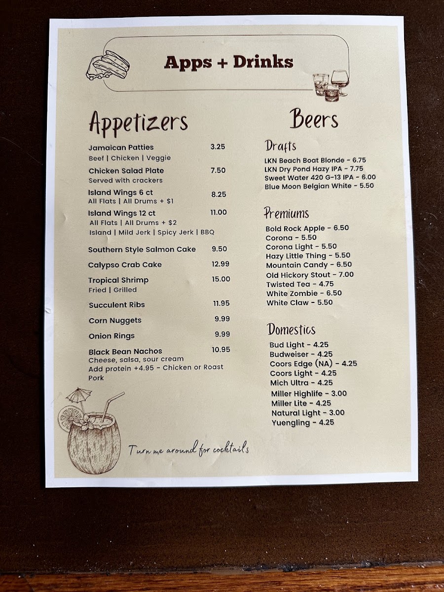 Anntonys at the Landing menu board