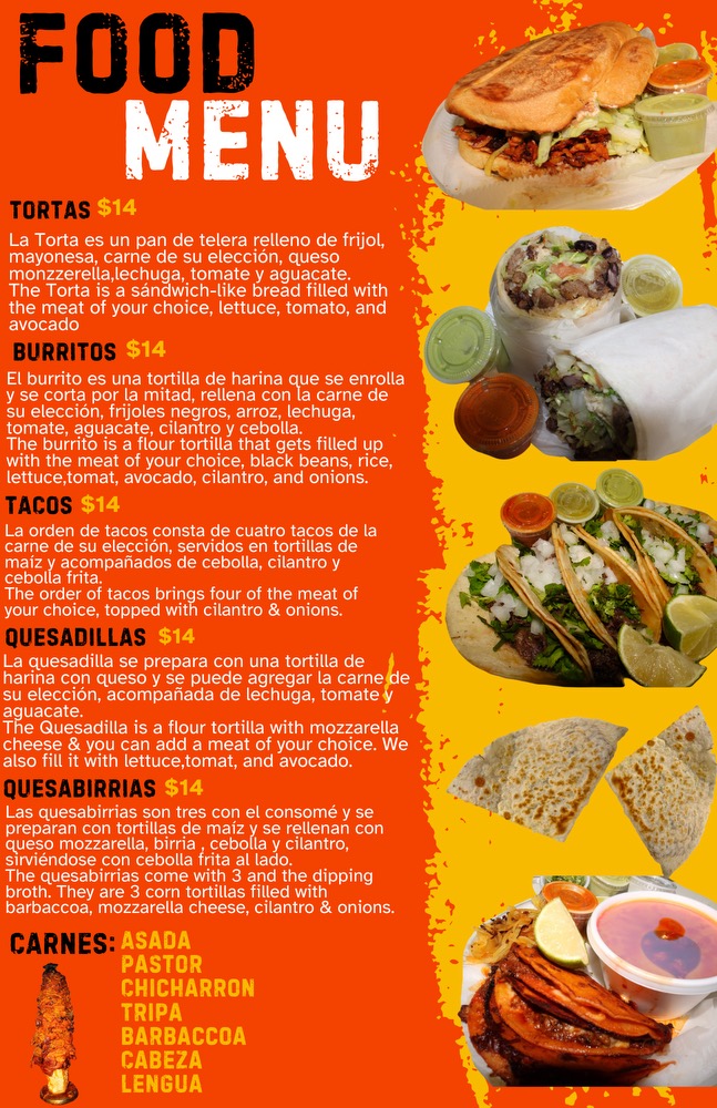 Taqueria Chaparro menu board