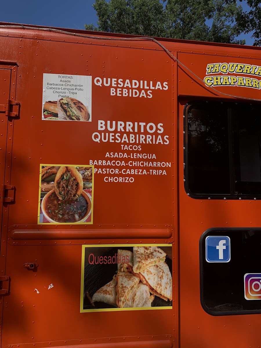 Taqueria Chaparro menu board