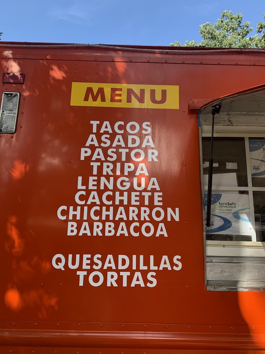 Taqueria Chaparro menu board