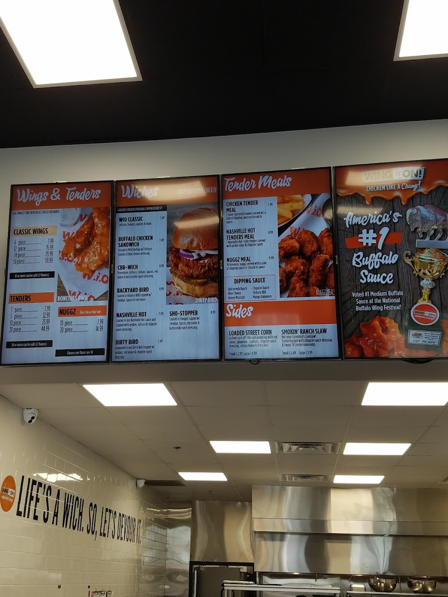 Wing It On! menu board