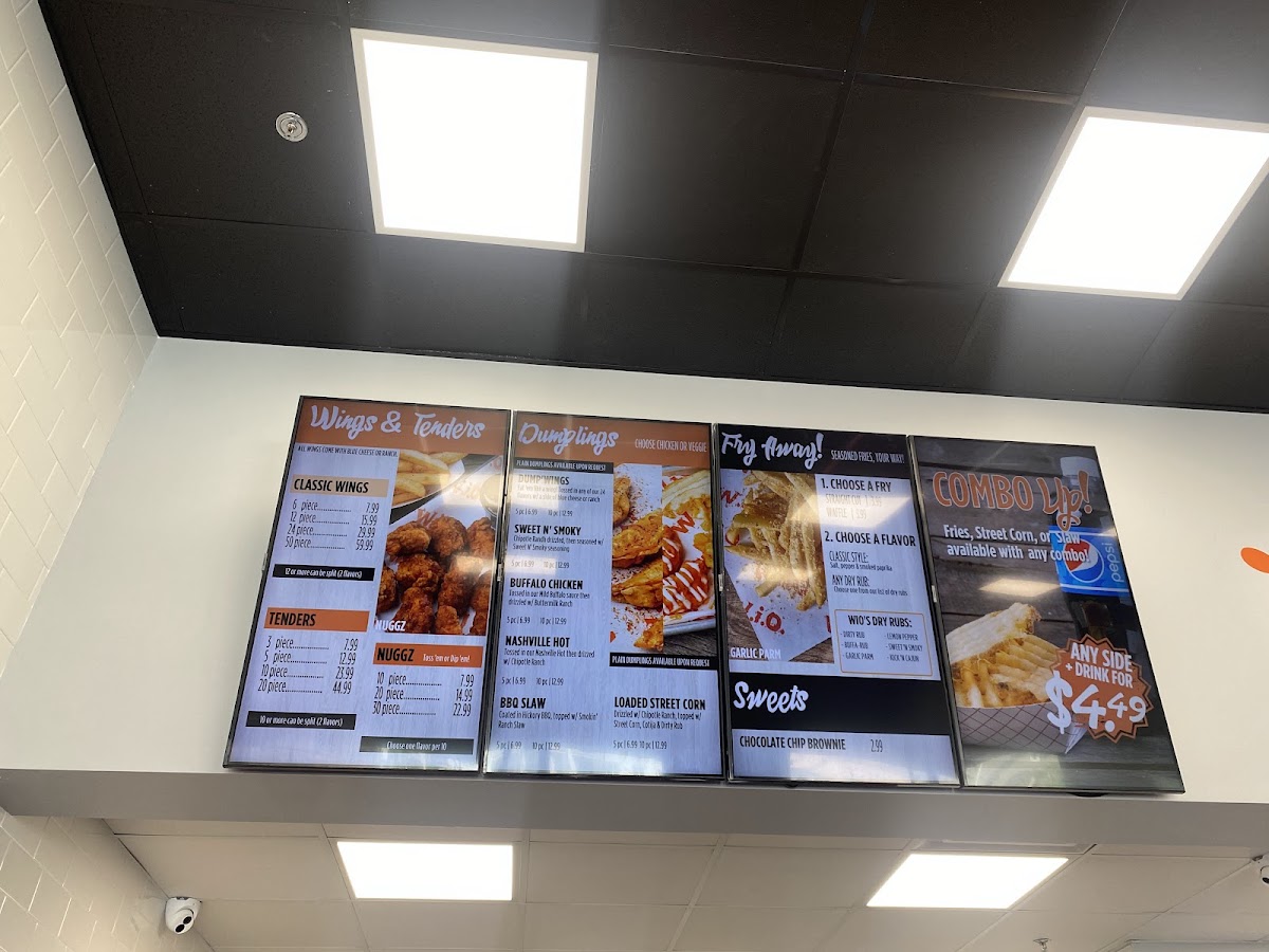 Wing It On! menu board