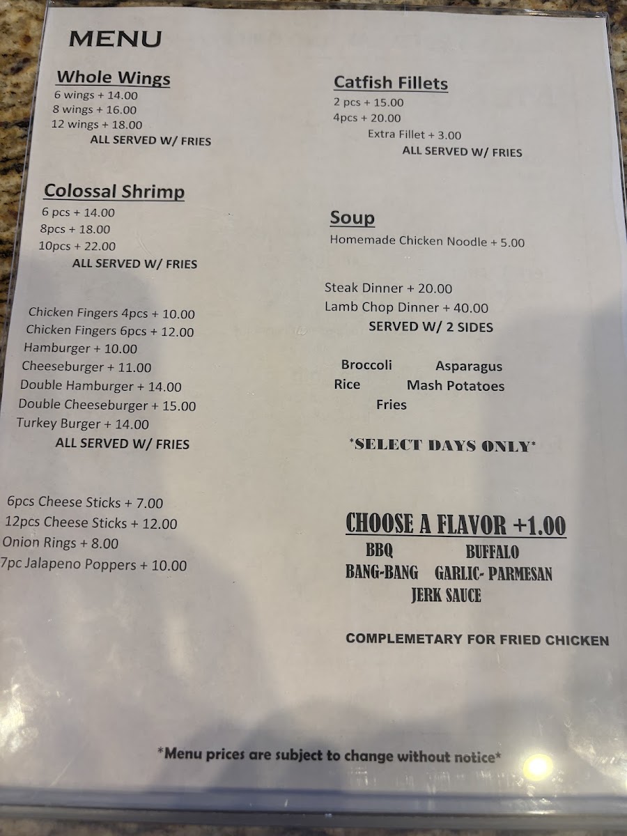 Pearls & Roses menu board