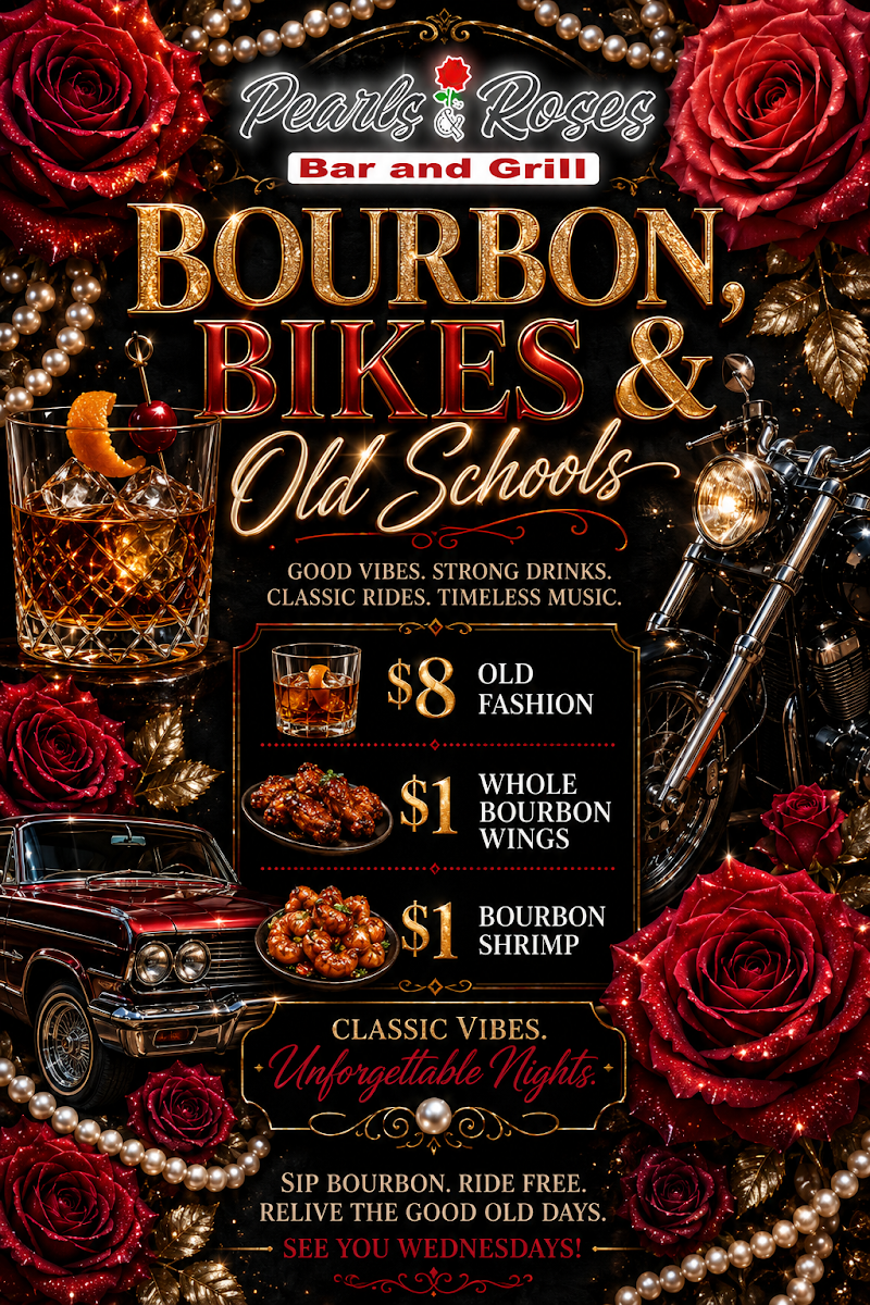 Pearls & Roses menu board