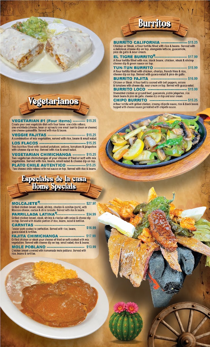 El Ranchero Restaurant Charlottesville menu board