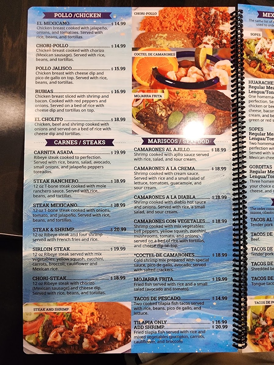El Ranchero Restaurant Charlottesville menu board