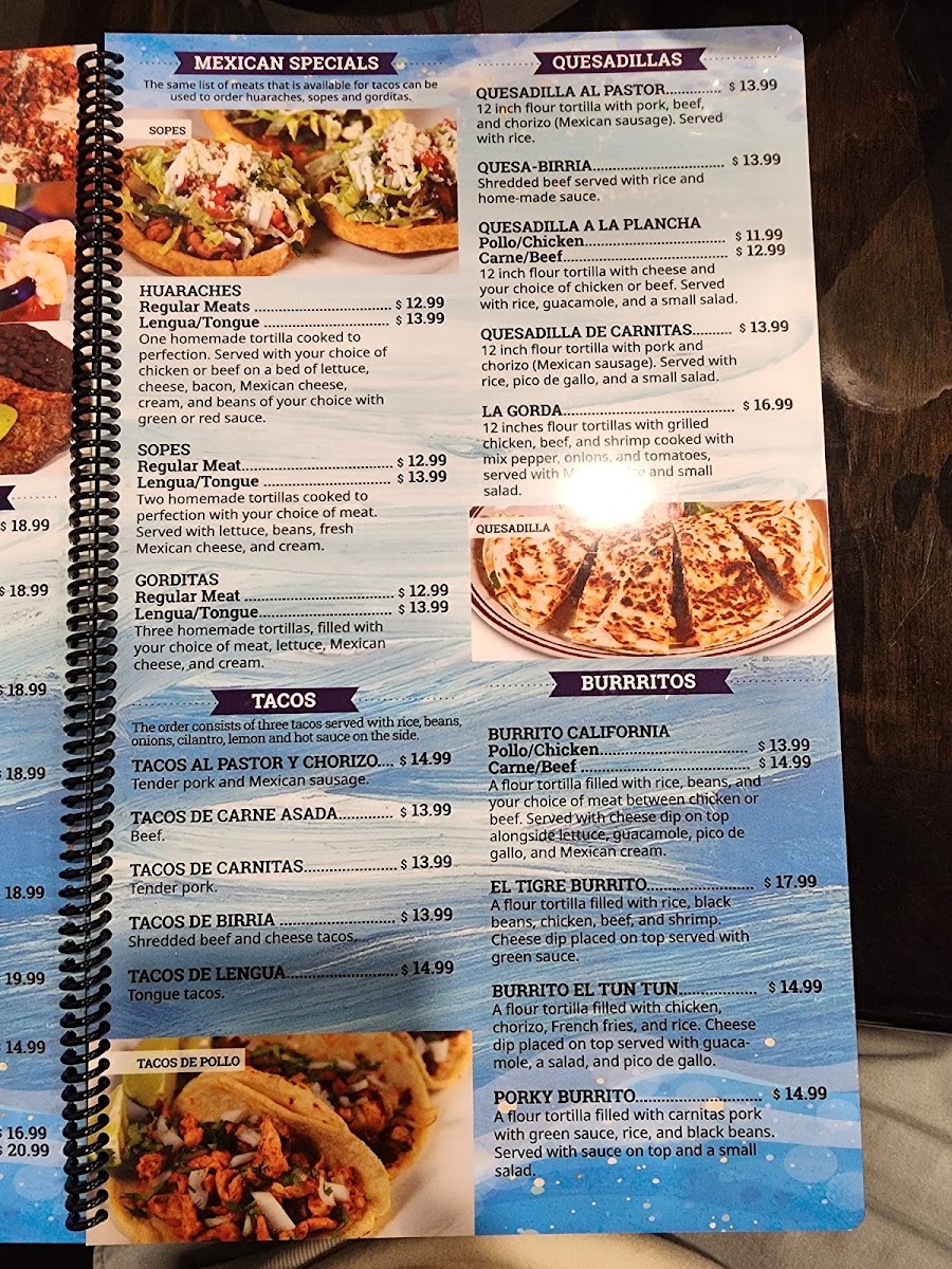El Ranchero Restaurant Charlottesville menu board