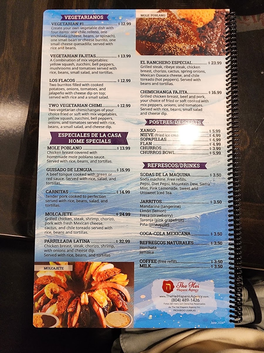 El Ranchero Restaurant Charlottesville menu board
