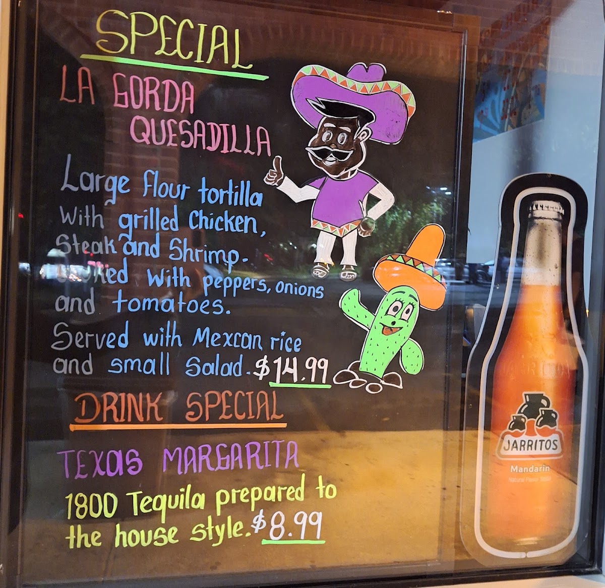 El Ranchero Restaurant Charlottesville menu board