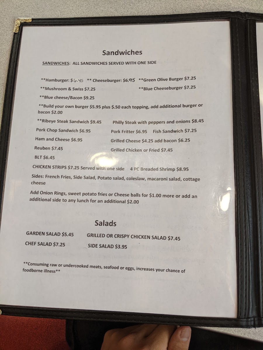 Grace’s Place menu board