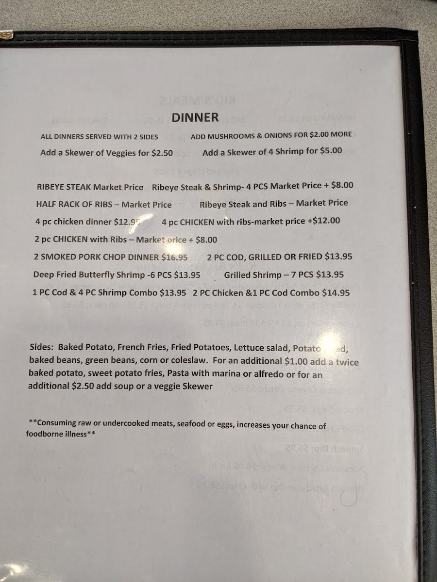 Grace’s Place menu board