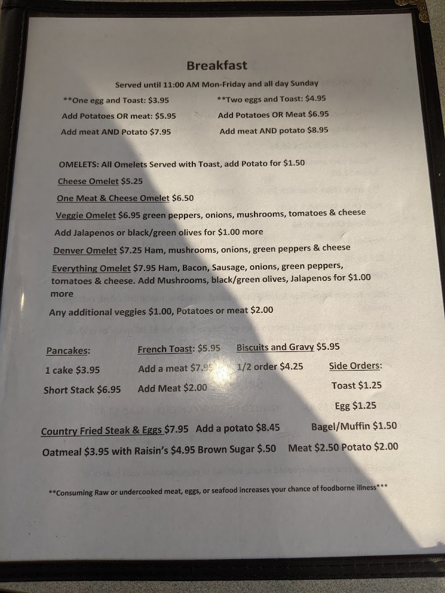 Grace’s Place menu board