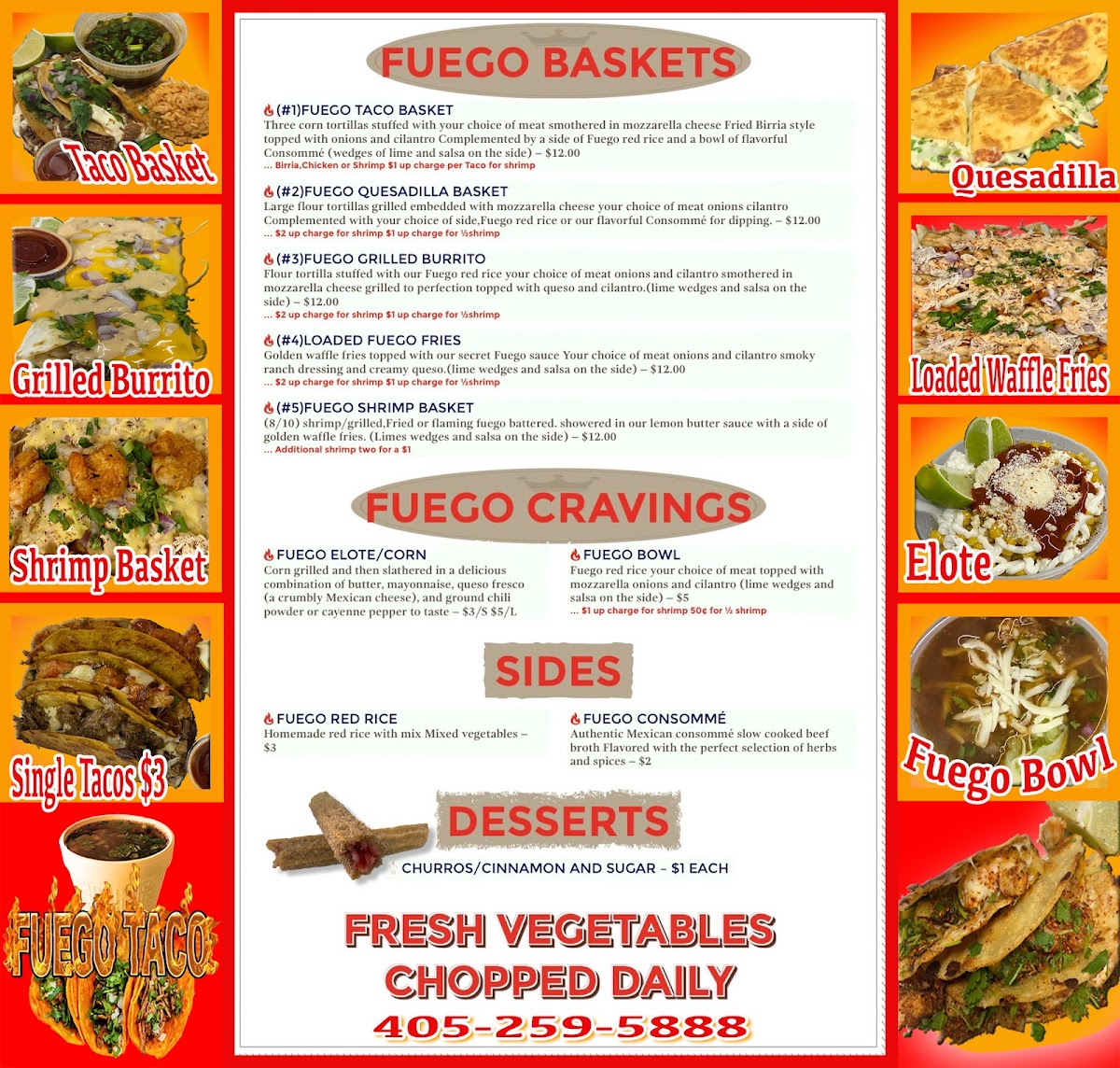 Fuego Taco LLC menu board