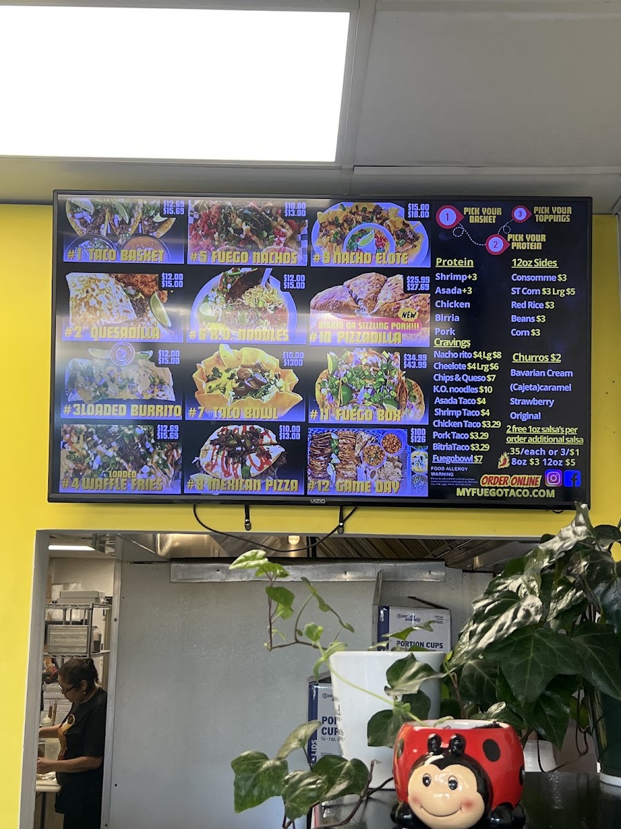Fuego Taco LLC menu board