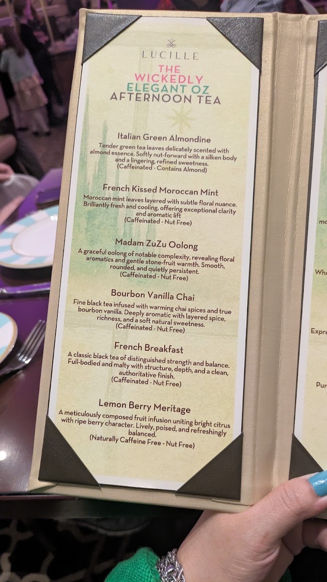 Lucille Restaurant At Drury Lane menu board