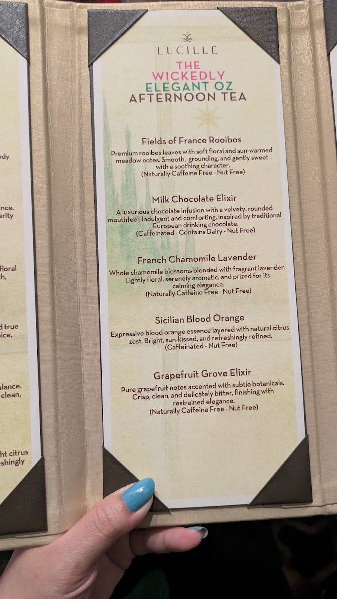 Lucille Restaurant At Drury Lane menu board