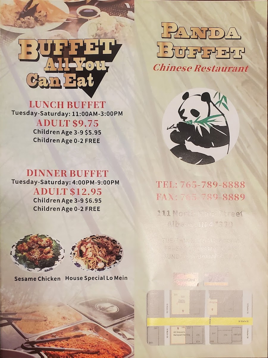 China Panda menu board