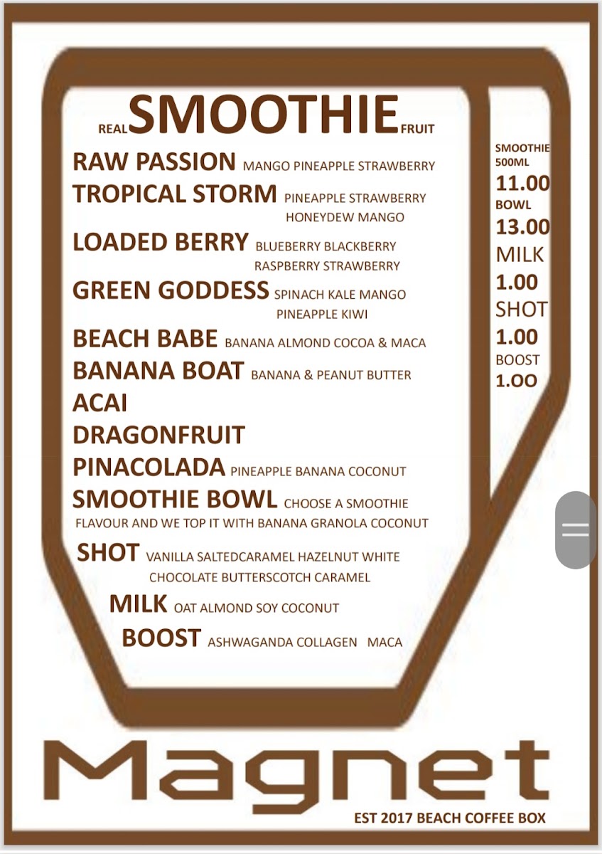 Magnet Cafe NZ menu board