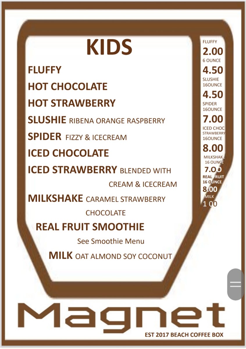 Magnet Cafe NZ menu board