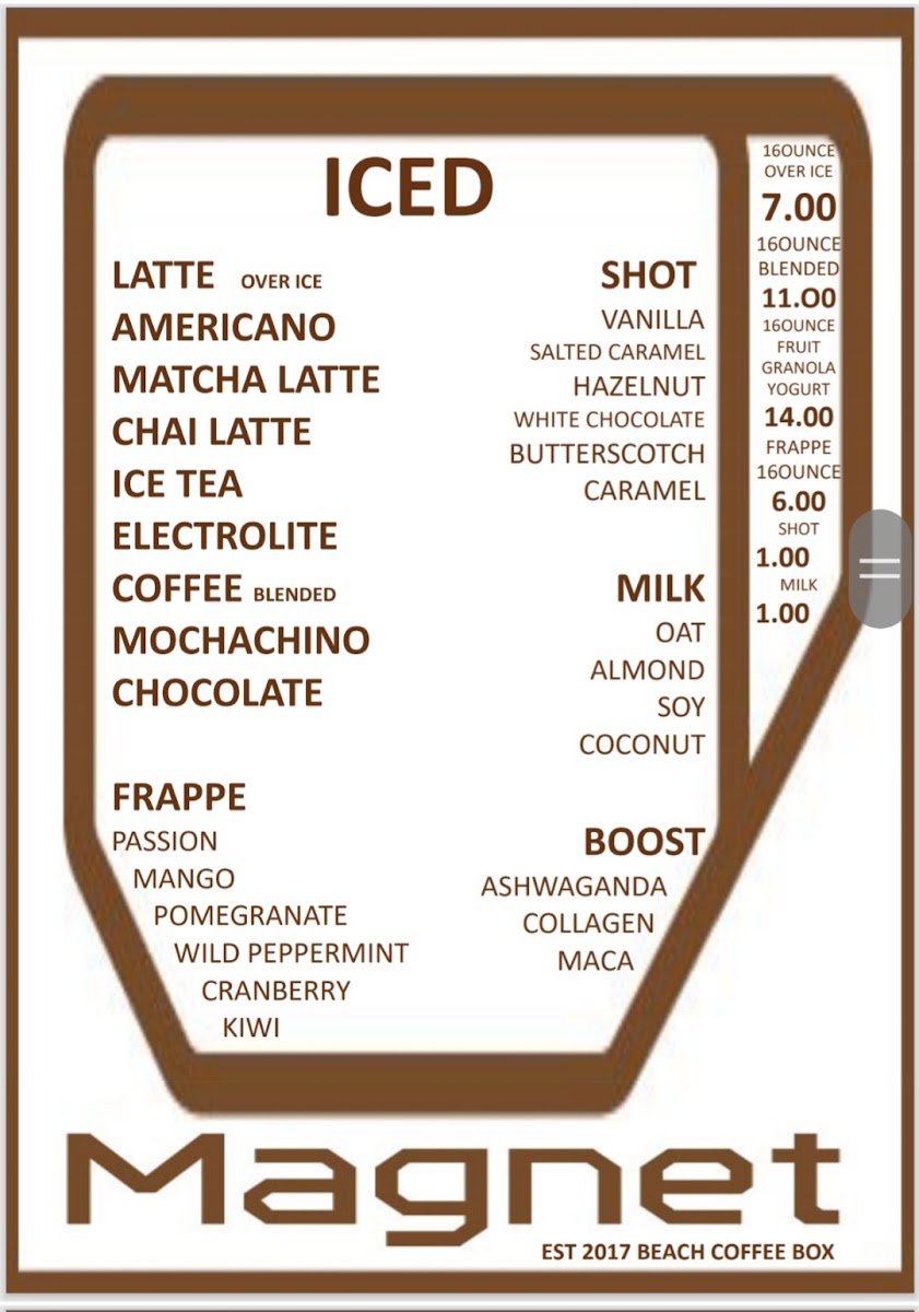 Magnet Cafe NZ menu board