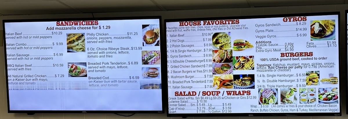 Winfield Gyro and more menu board