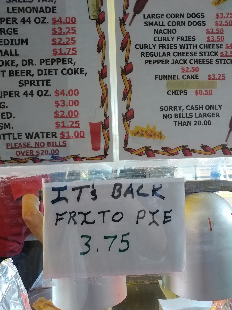 The Bridge City Corndog Stand menu board