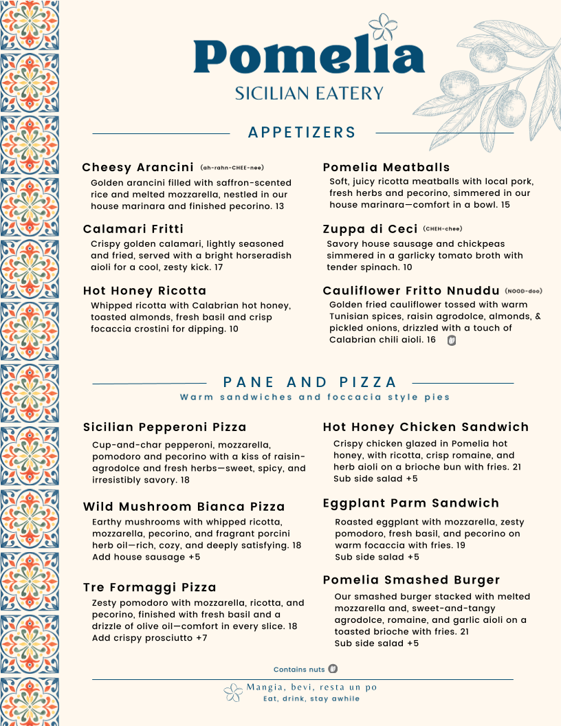 Pomelia menu board