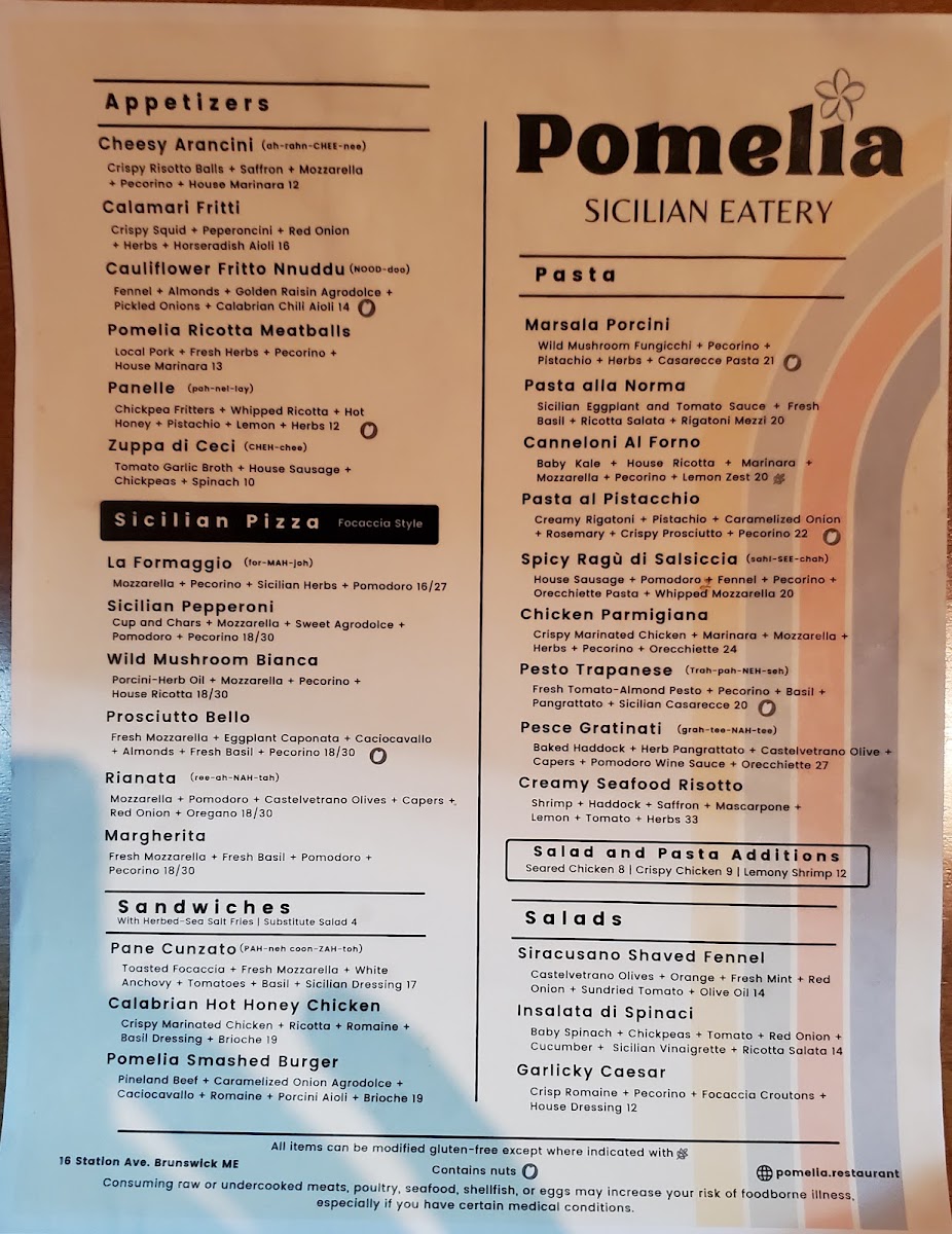 Pomelia menu board
